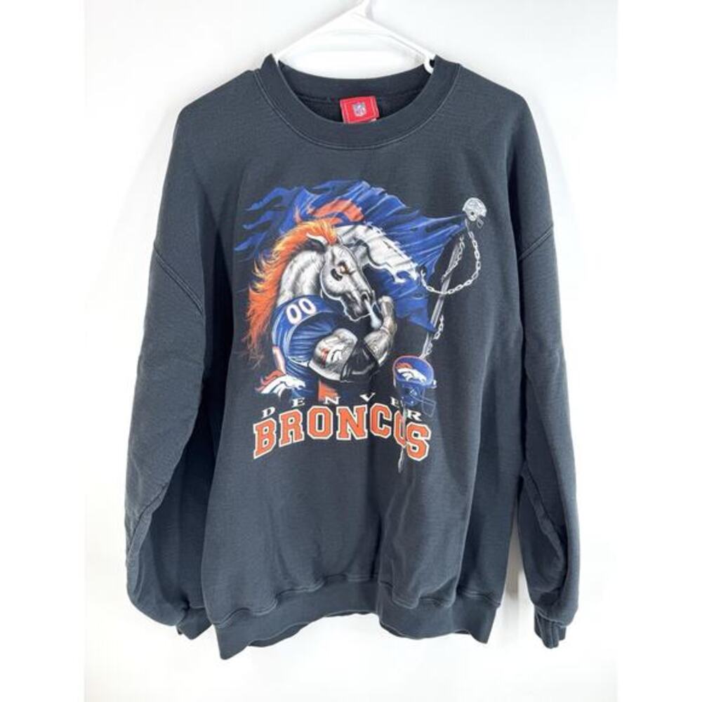 vintage denver broncos sweatshirt NFL Cotton Men's XL Jerzees Football Horse